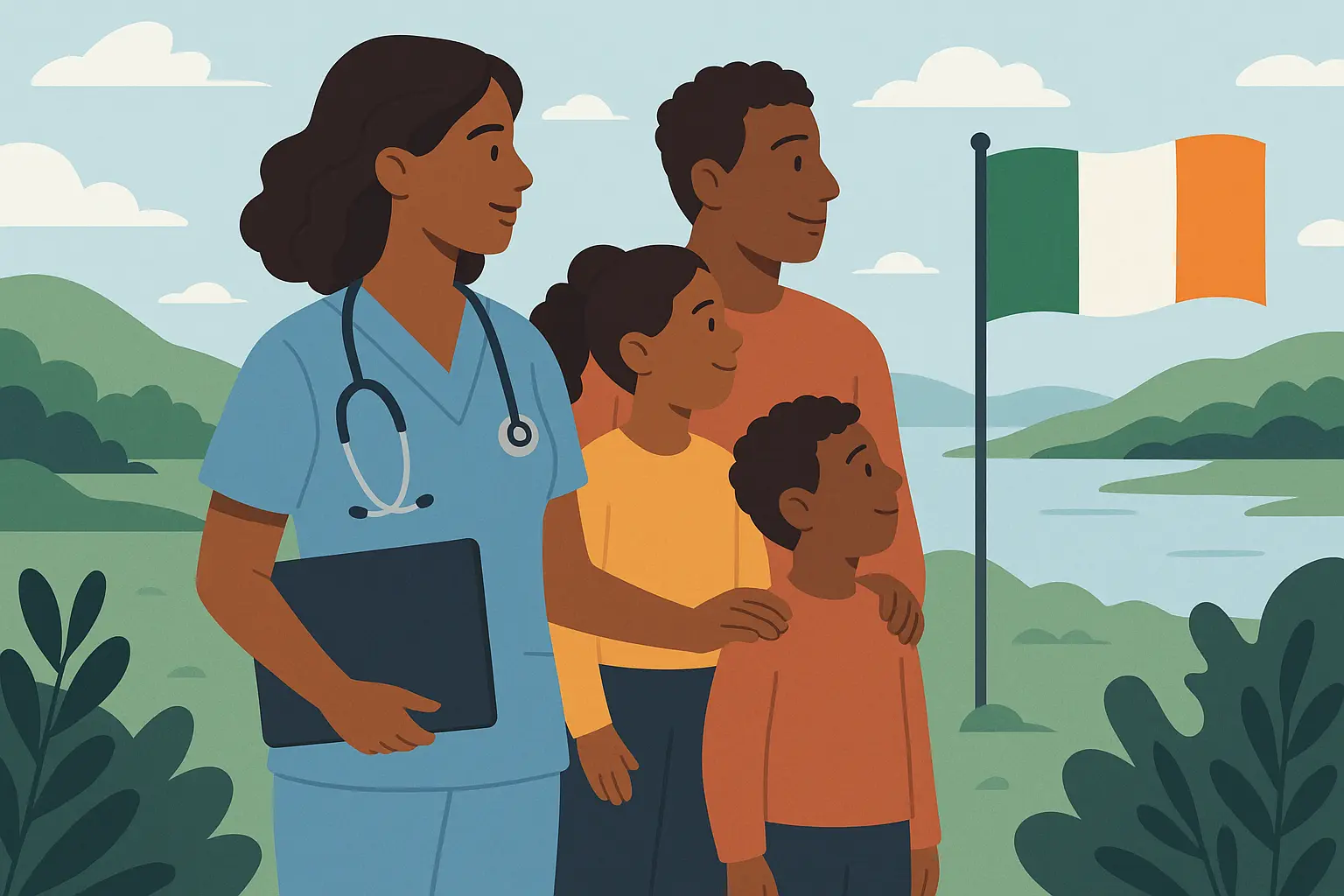 Illustration about Your Family's New Beginning in Ireland - nurse-ireland.com comprehensive guide for nurses relocating to Ireland