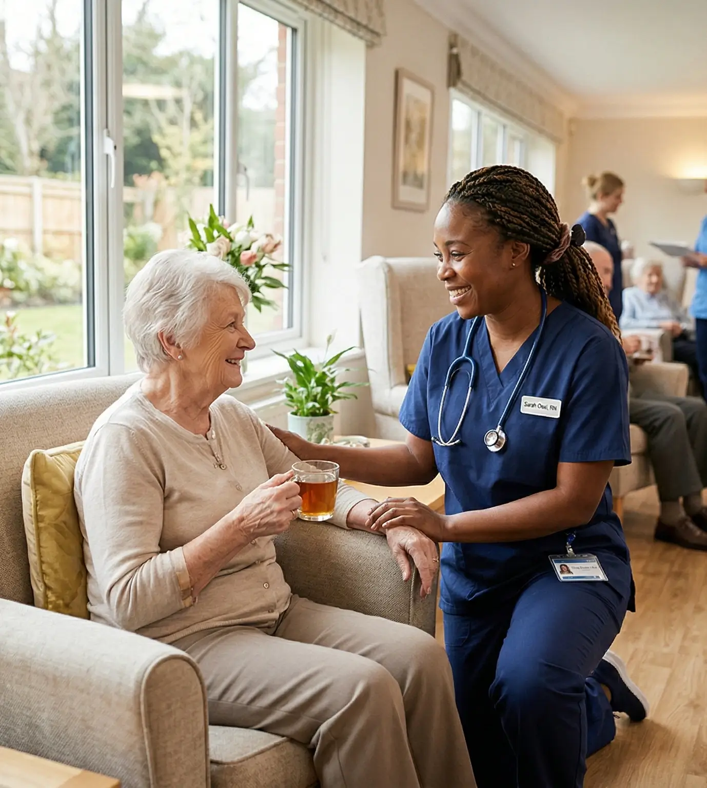 International nurse providing elderly care in Ireland